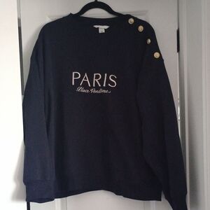 H&M Black Sweatshirt with Gold Button Details Size XXL